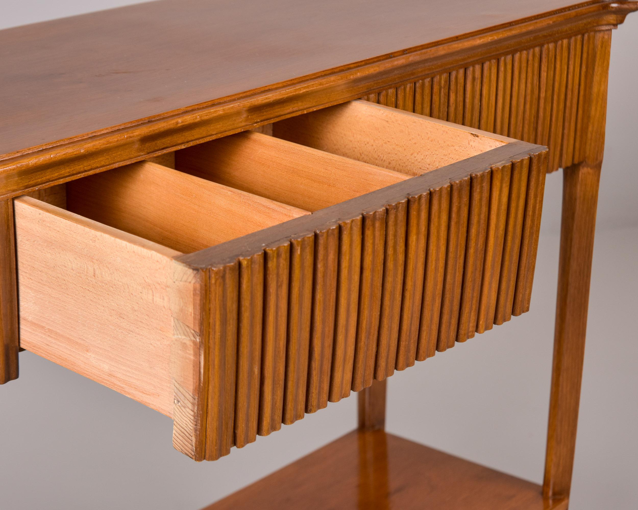 Mid Century Italian Walnut Console with Center Drawer For Sale 6