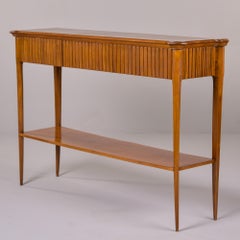 Mid Century Italian Walnut Console with Center Drawer