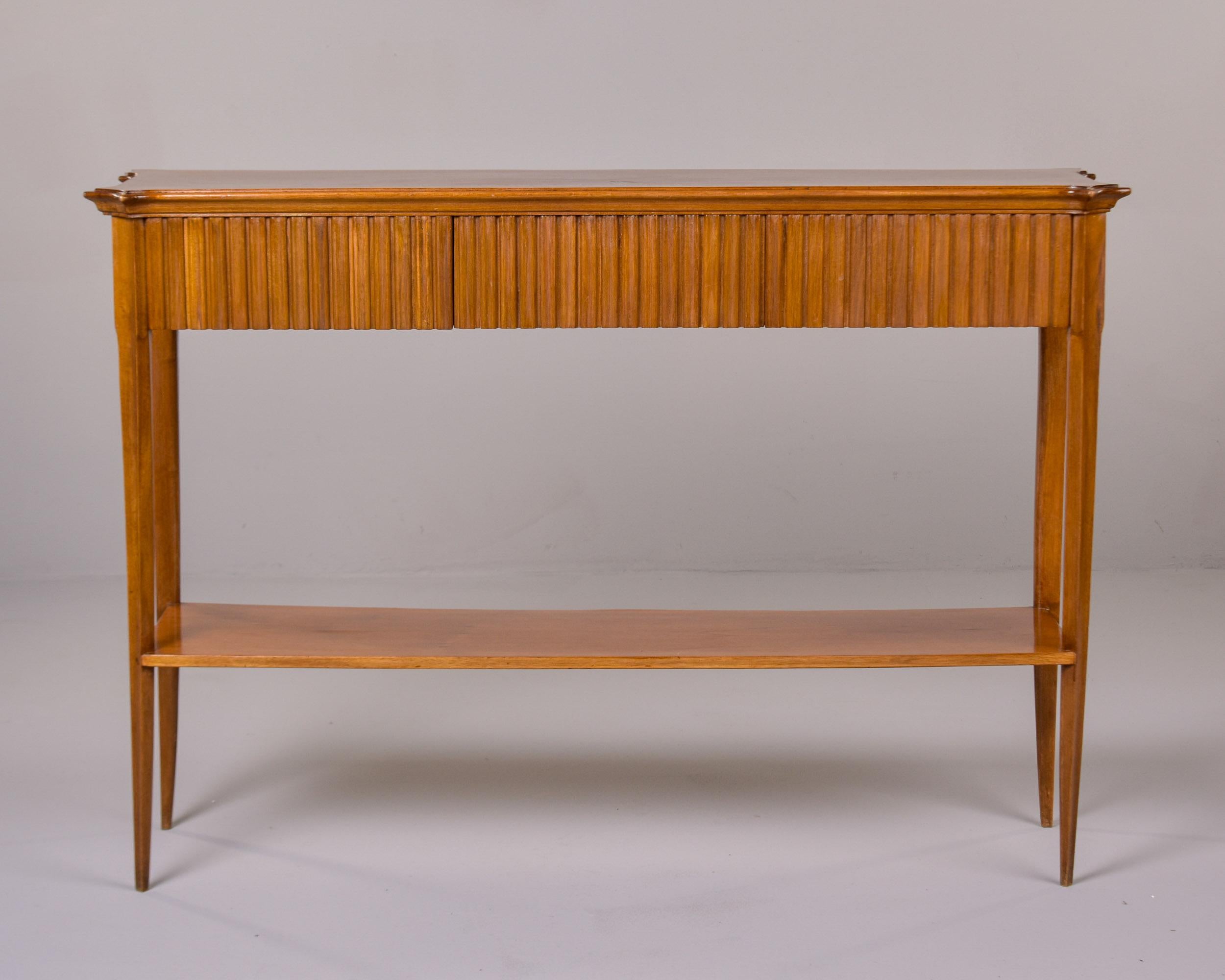 Mid-Century Modern Mid Century Italian Walnut Console with Center Drawer For Sale