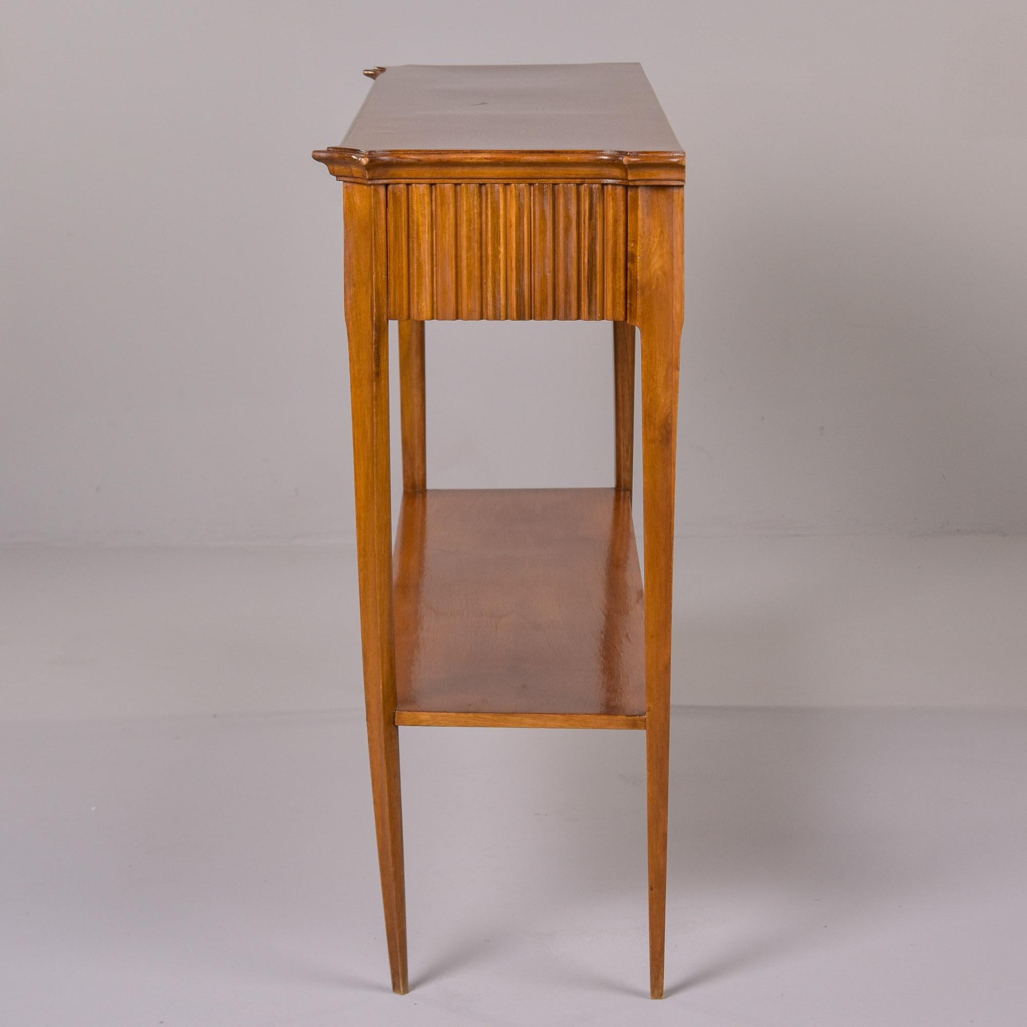 20th Century Mid Century Italian Walnut Console with Center Drawer For Sale