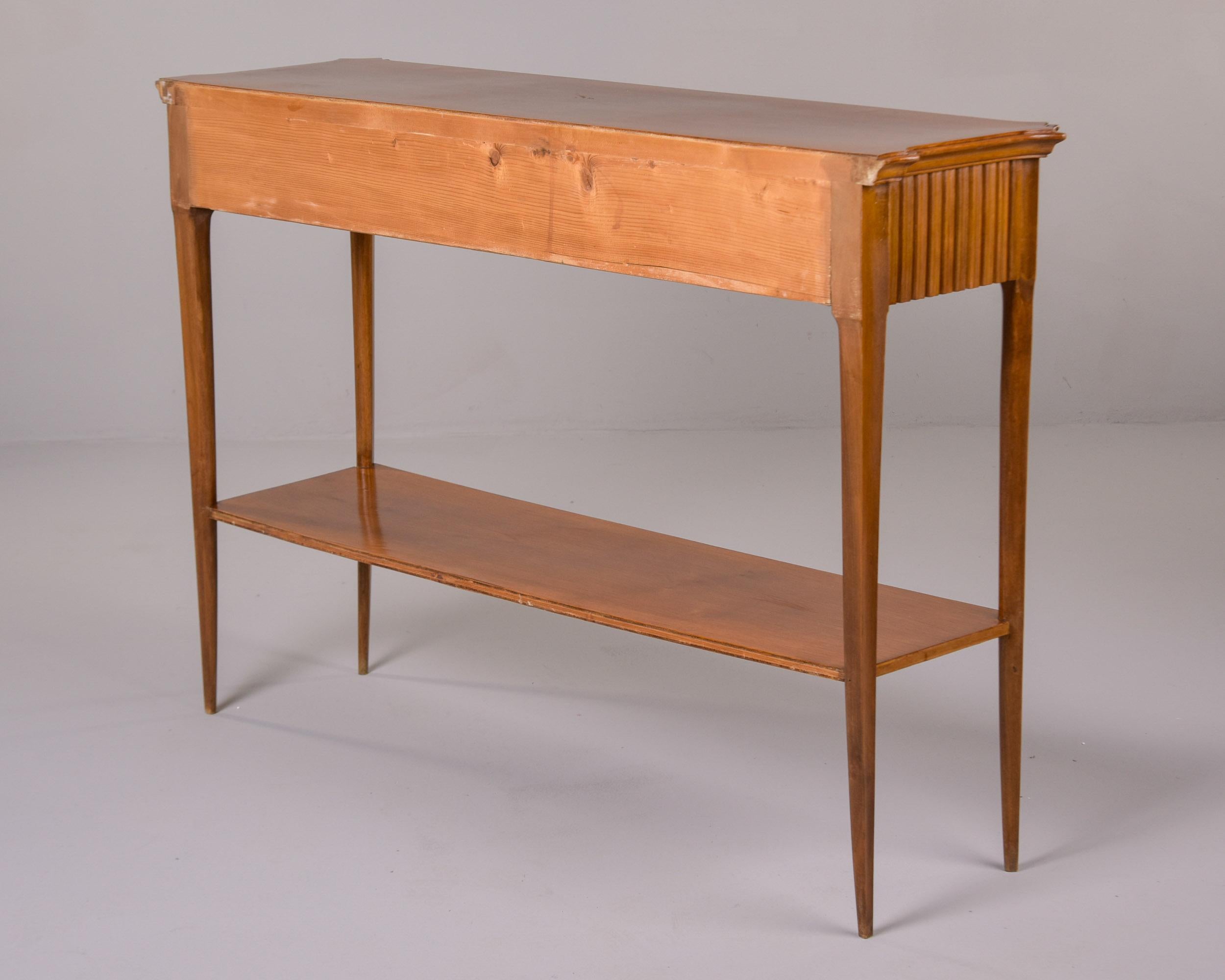 Mid Century Italian Walnut Console with Center Drawer For Sale 1