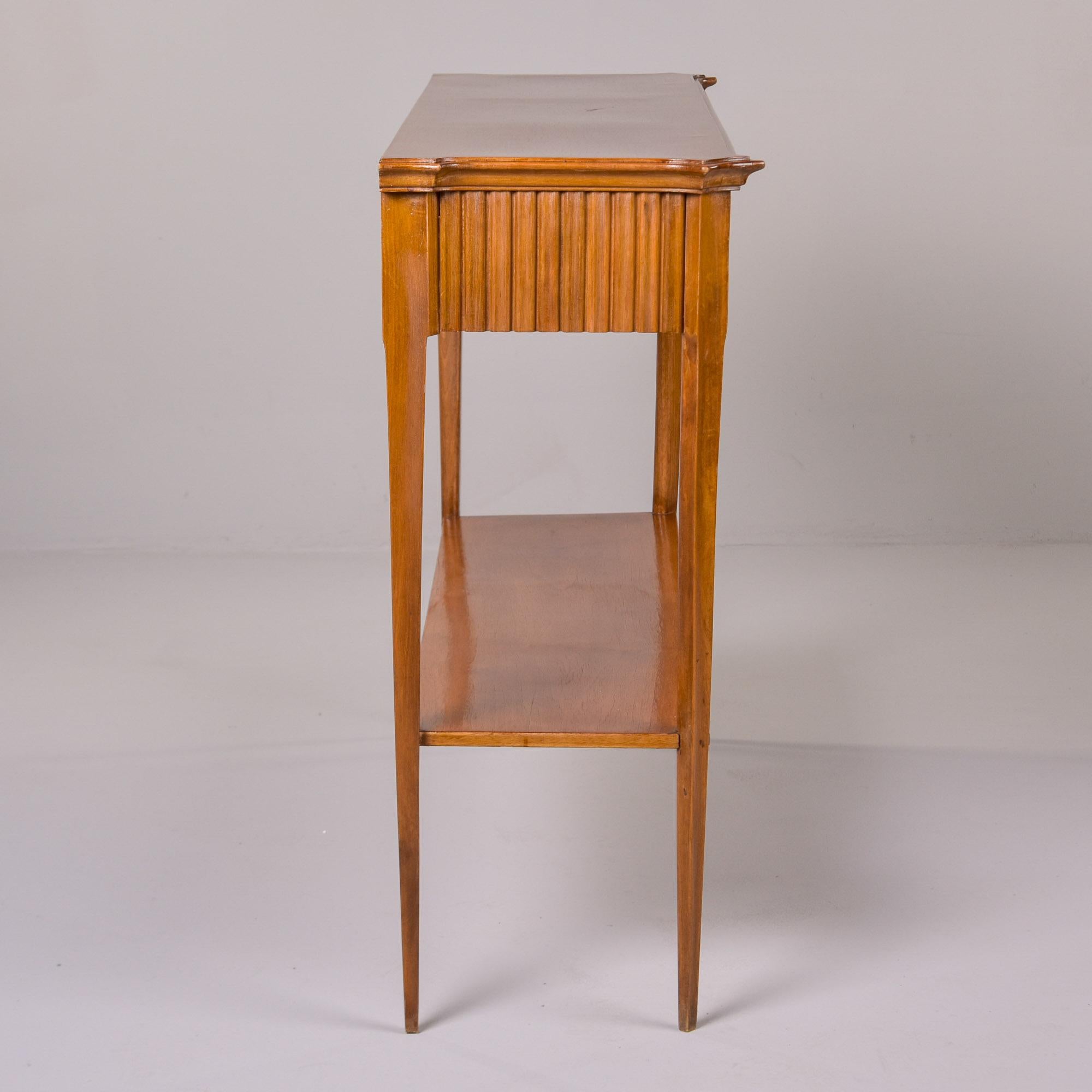 Mid Century Italian Walnut Console with Center Drawer For Sale 4