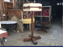 Midcentury Italian Walnut Floor Lamp with LED Stripes and Lampshade, 1950s