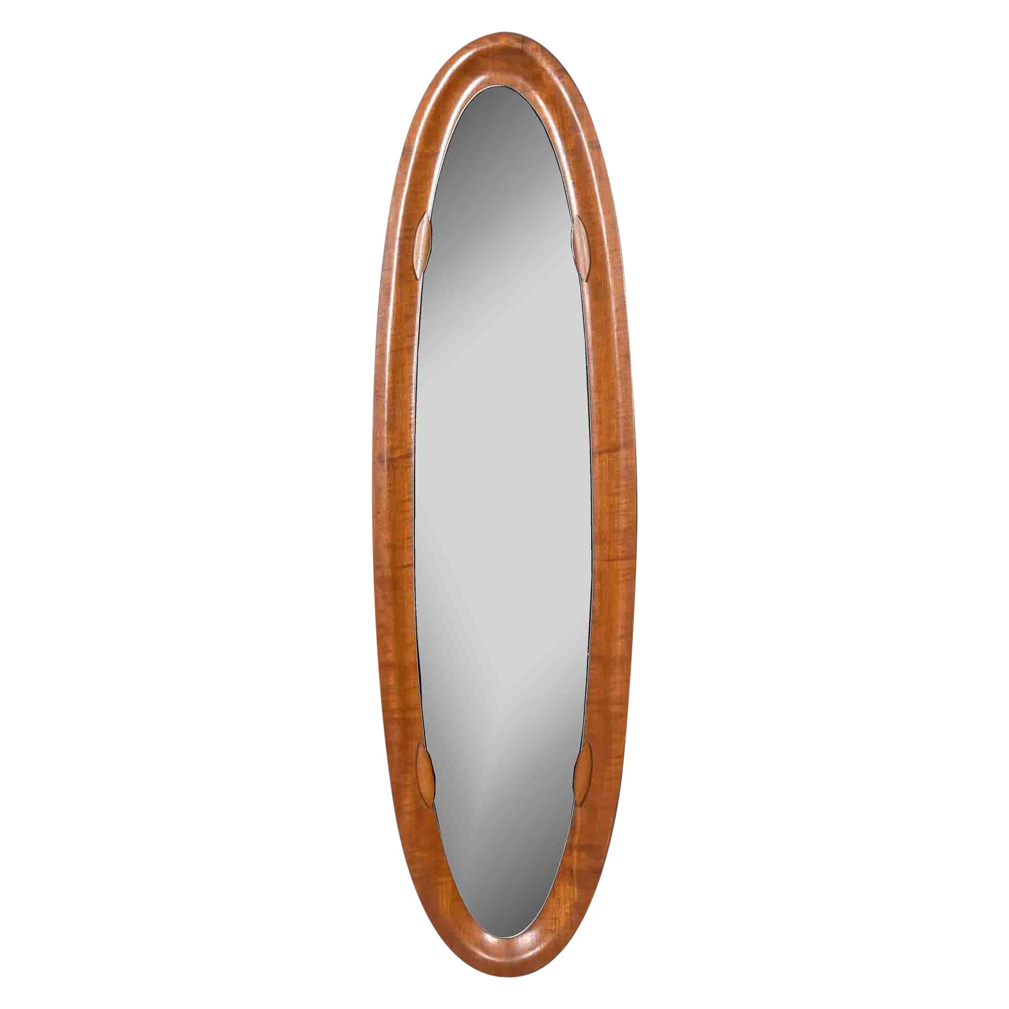Mid-Century Italian Walnut Oval Mirror For Sale
