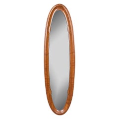 Miroir ovale italien en noyer du milieu du siècle