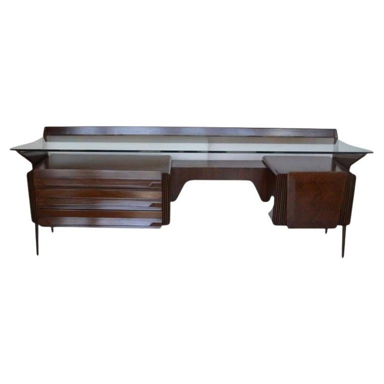 Consolle per vanità in noce e palissandro di Carlo De Carli. 1950's.
