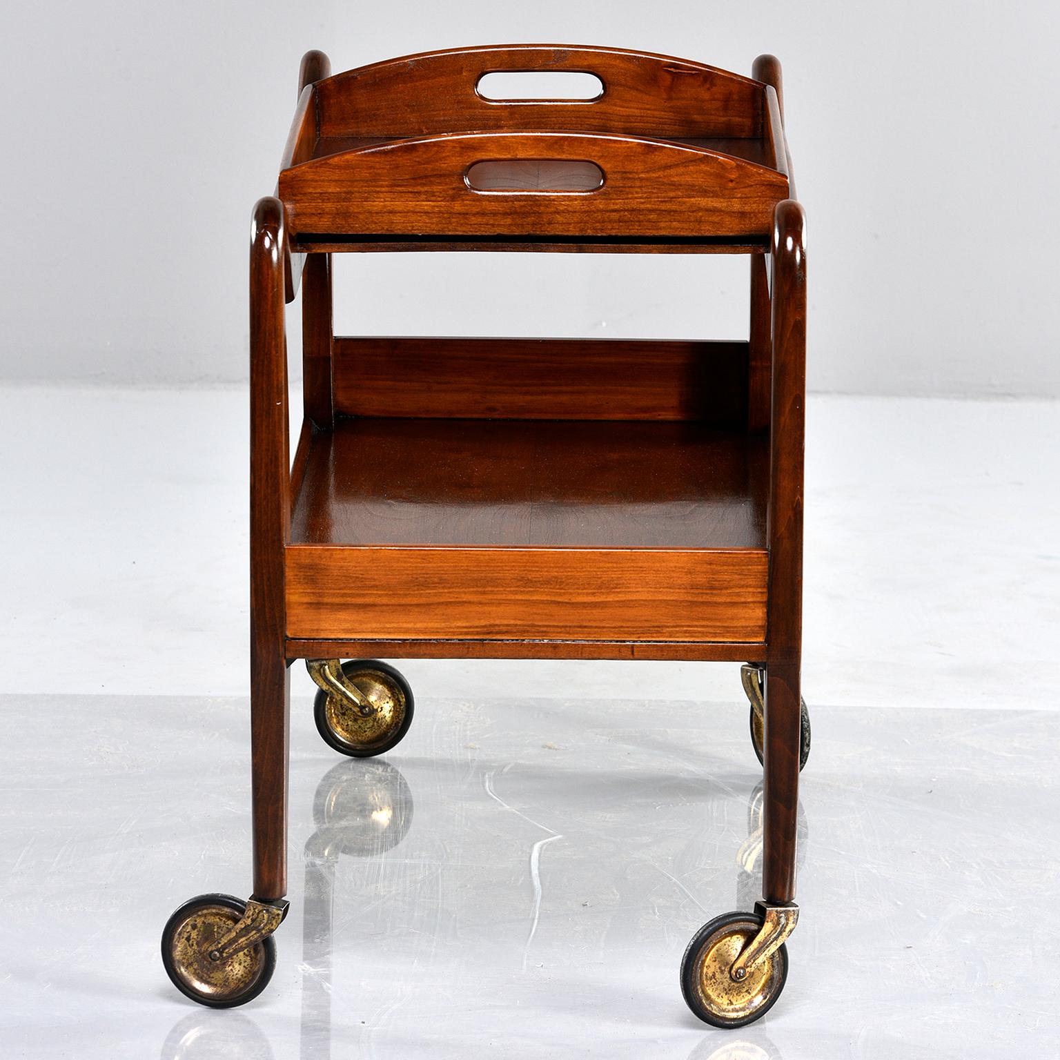 20th Century Midcentury Italian Walnut Trolley with Removable Tray