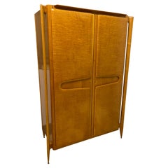 Mid-Century Italian Wardrobe in Minimalist and Geometric Maple Silvio Cavatorta