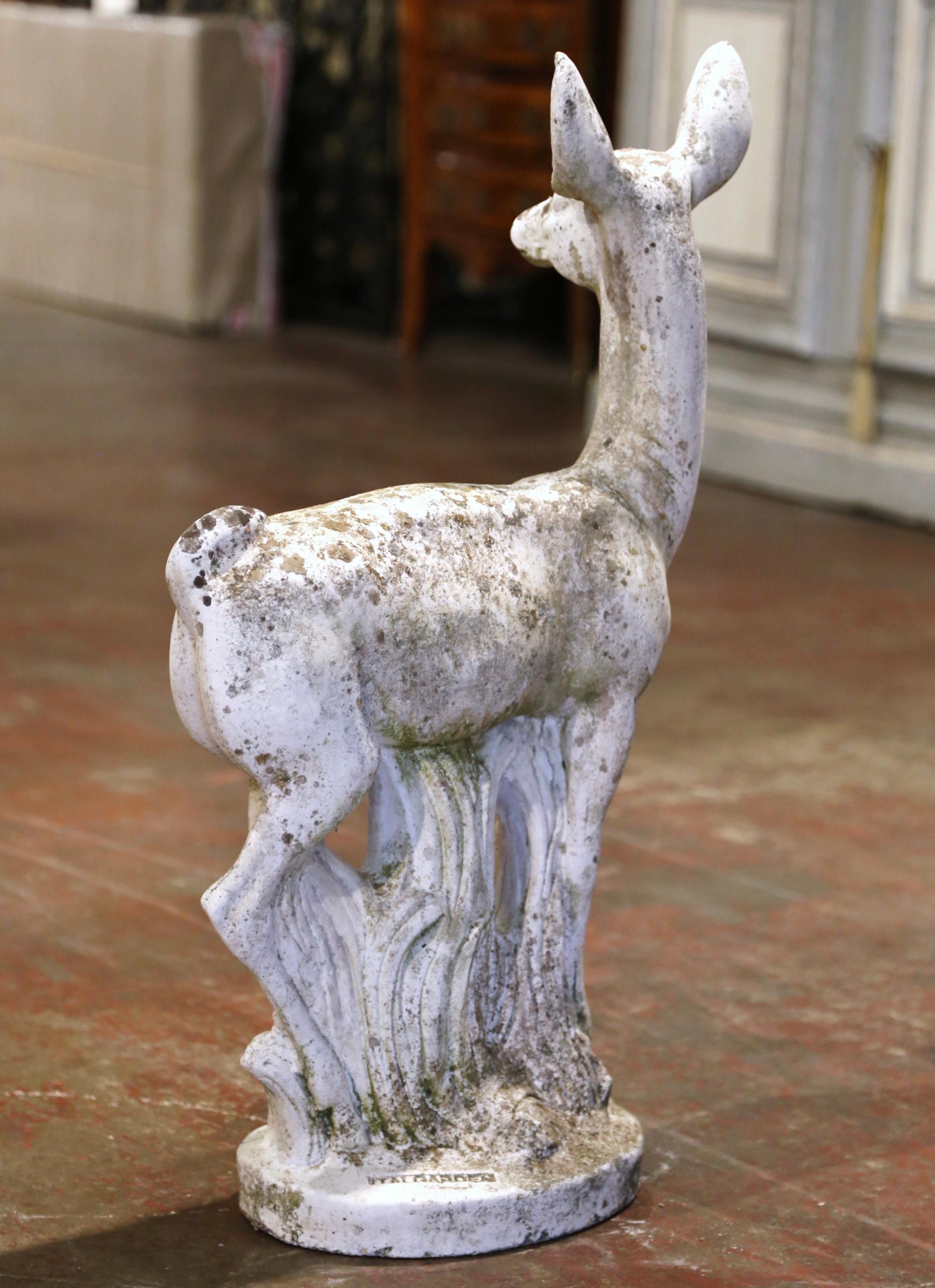 Mid Century Italian Weathered Carved Stone Deer Sculpture Garden Statuary 4