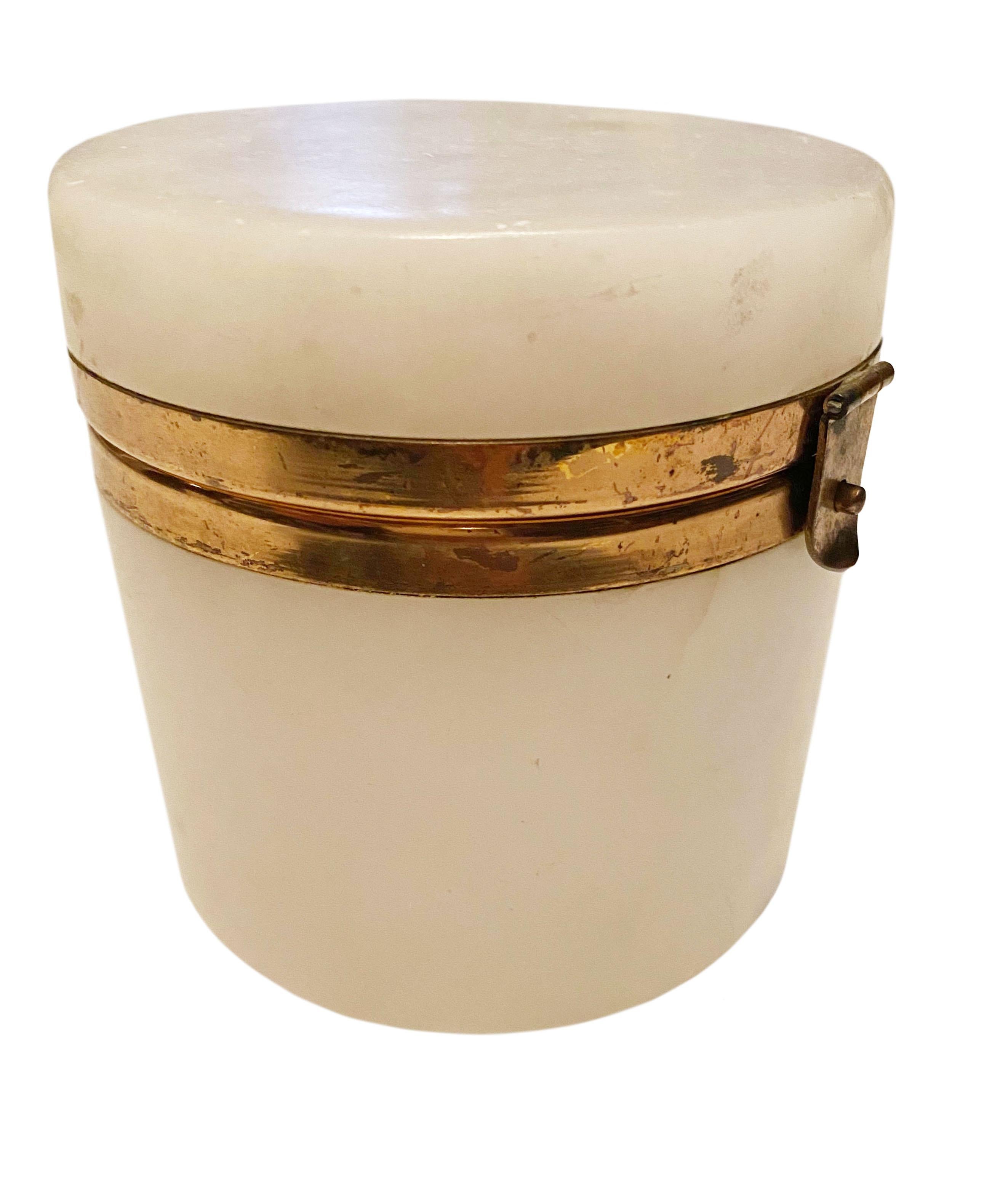 Brass Mid Century Italian White Alabaster Box