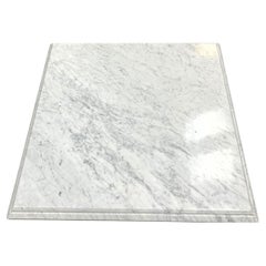 Mid Century Italian white Carrara square marble low coffee table