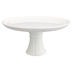 Retro Mid-Century Italian White Ceramic Pedestal Cake Stand circa 1950