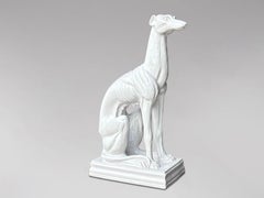 Mid-Century Italian White Ceramic Sculpture of a Greyhound