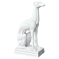 Mid-Century Italian White Ceramic Sculpture of a Greyhound