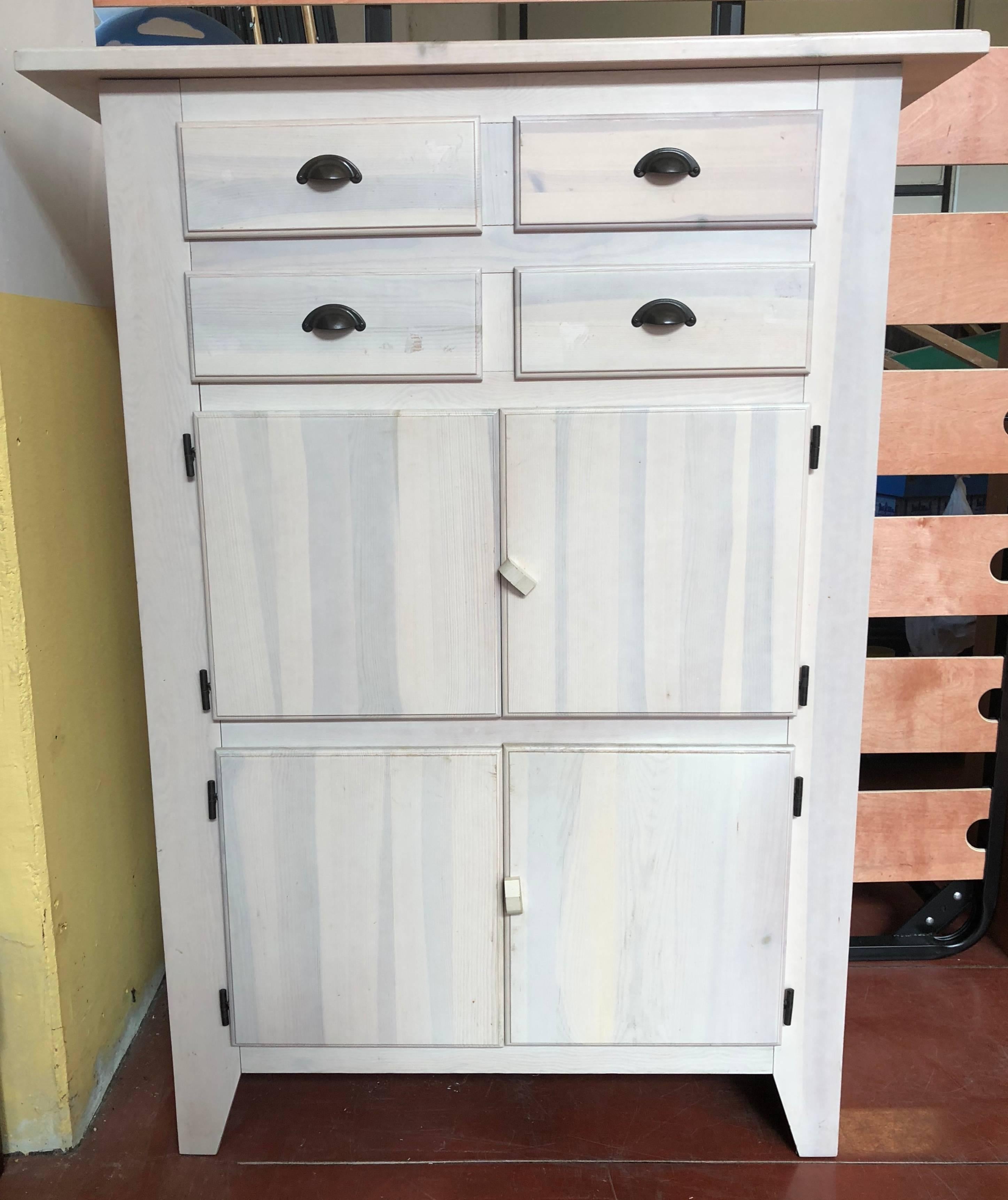 20th Century Midcentury Italian White Painted Wood Buffet with Drawers