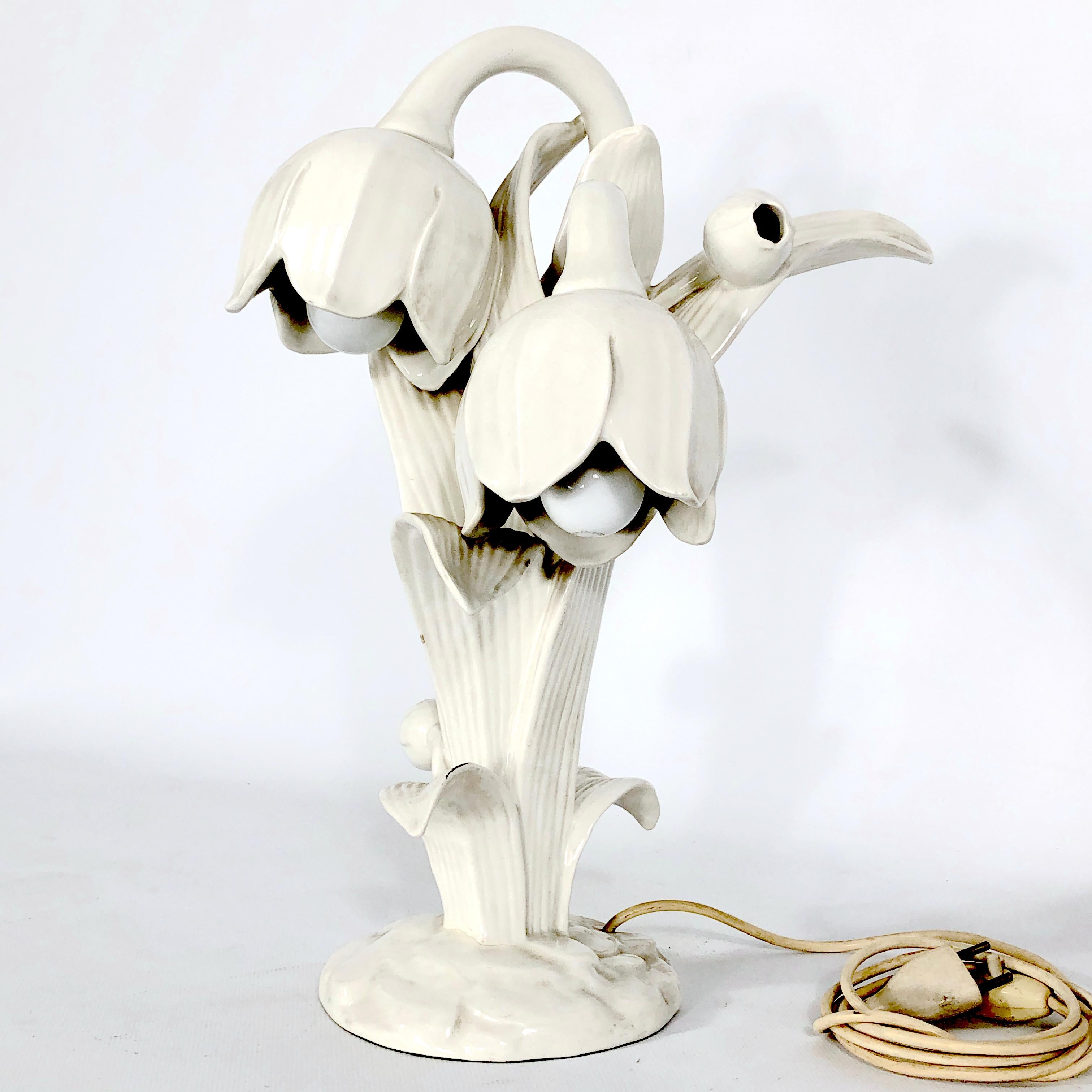 Mid-century Italian White Porcelain table lamp from 30s For Sale 3