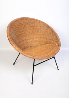 Mid-Century Italian Wicker and Iron Lounge Chair, C.1960