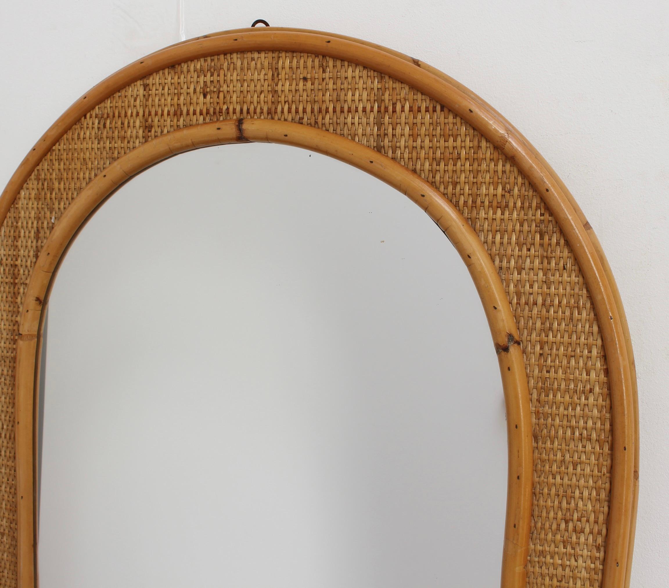 Mid-Century Italian Wicker and Rattan Wall Mirror, 'circa 1960s' 3