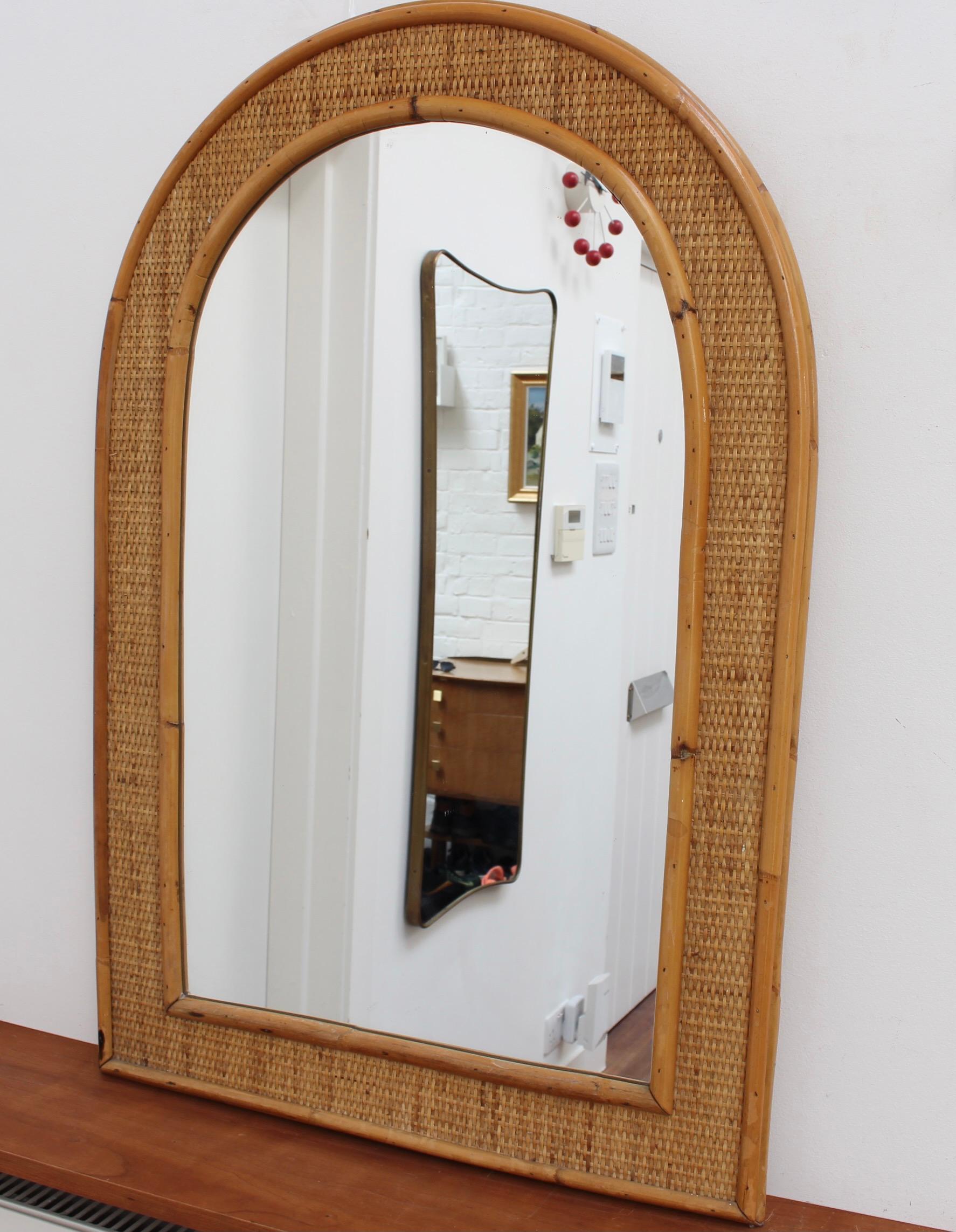 Mid-Century Italian Wicker and Rattan Wall Mirror, 'circa 1960s' 4