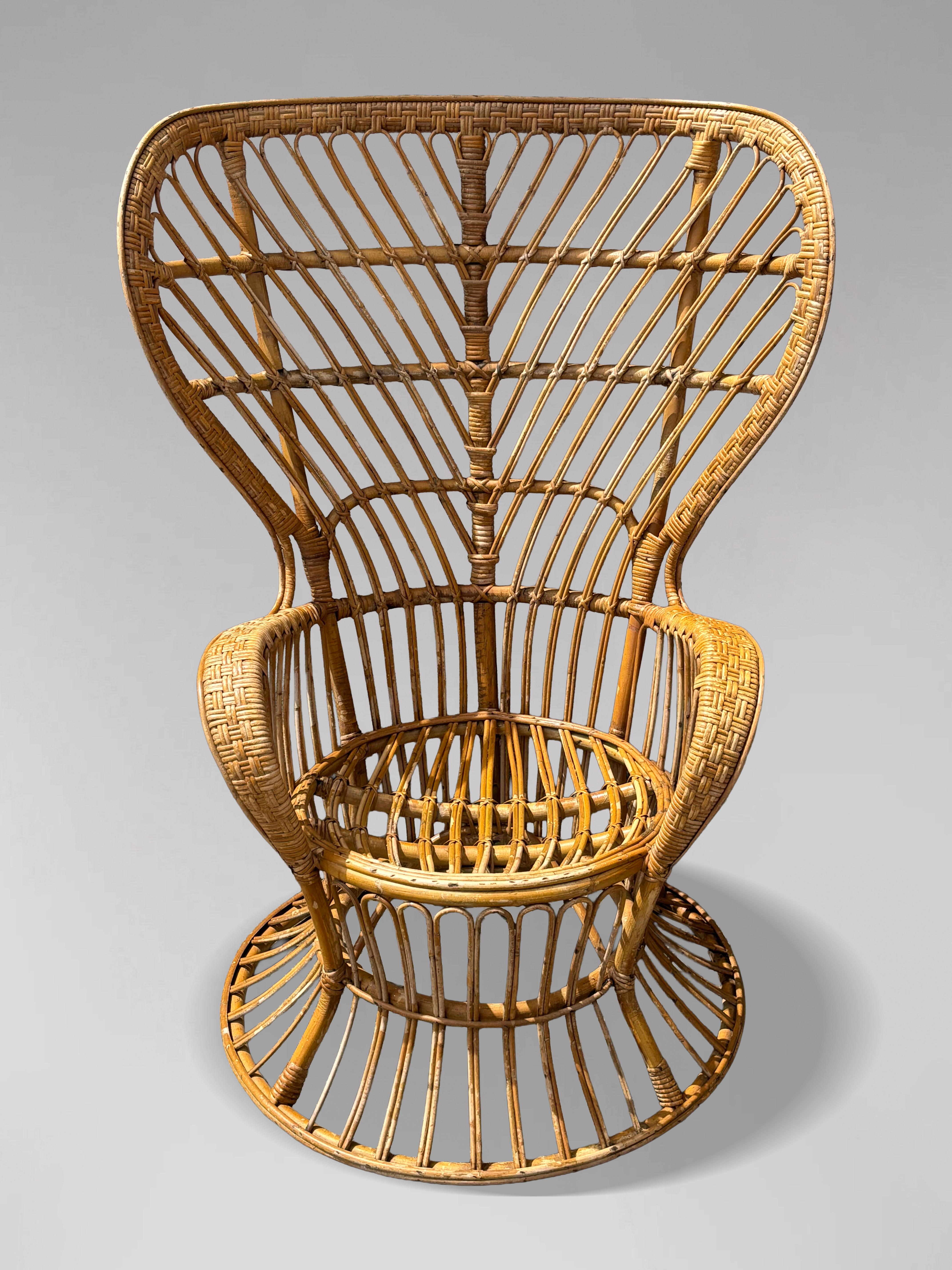 Fauteuils italiens du milieu du siècle en osier et bambou par Gio Ponti, années 1950 en vente 4