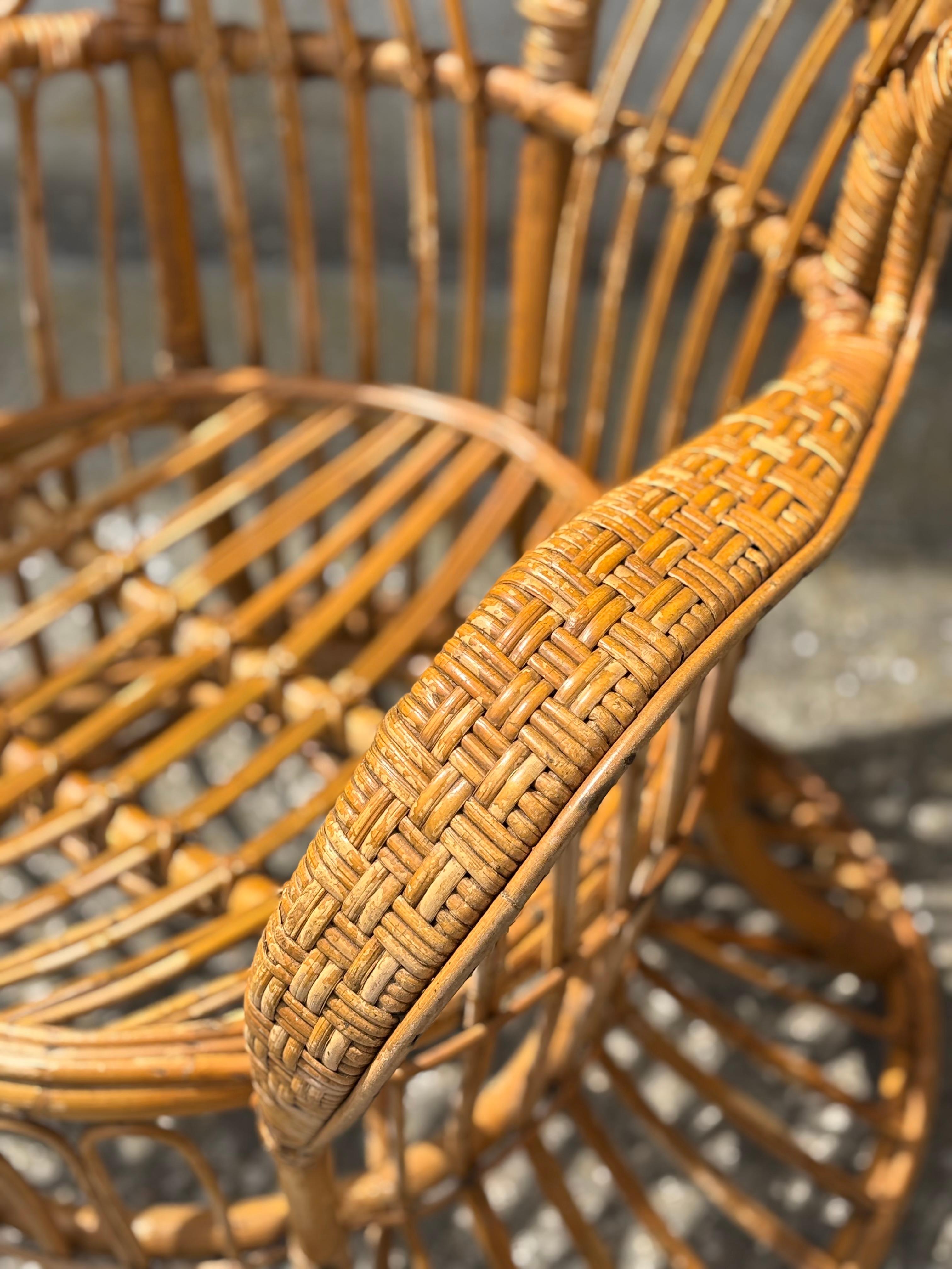 Fauteuils italiens du milieu du siècle en osier et bambou par Gio Ponti, années 1950 en vente 6