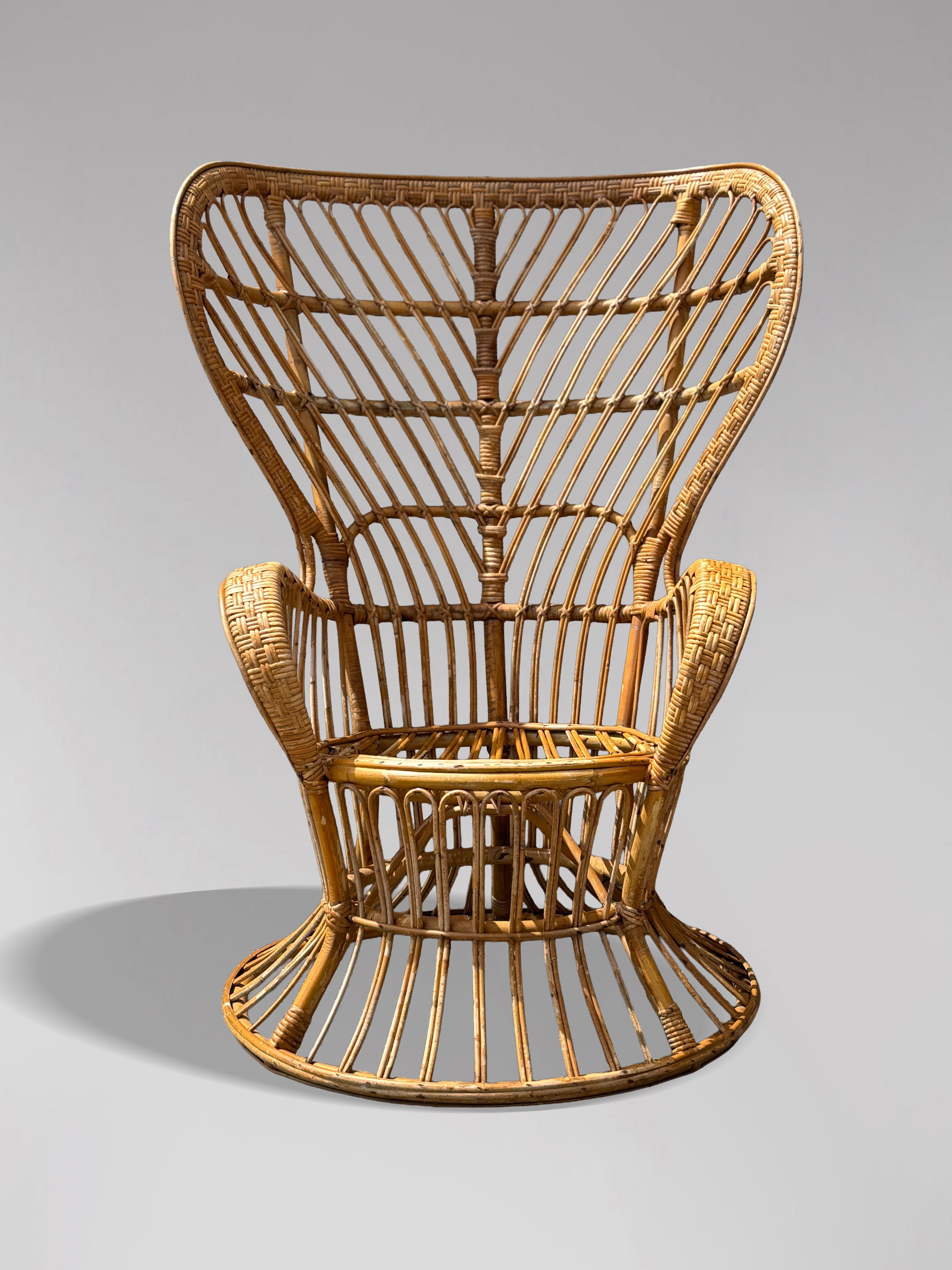 Fauteuils italiens du milieu du siècle en osier et bambou par Gio Ponti, années 1950 Bon état - En vente à Petworth,West Sussex, GB