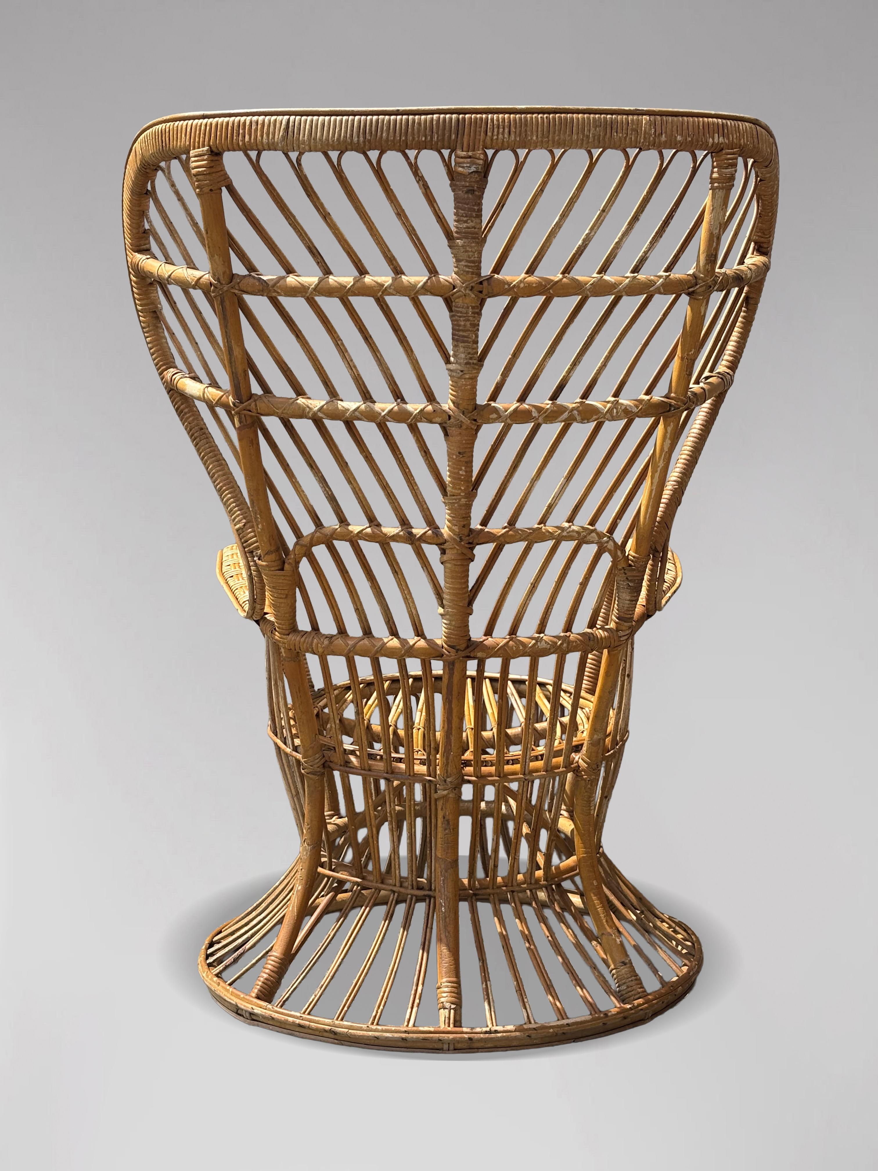 20ième siècle Fauteuils italiens du milieu du siècle en osier et bambou par Gio Ponti, années 1950 en vente