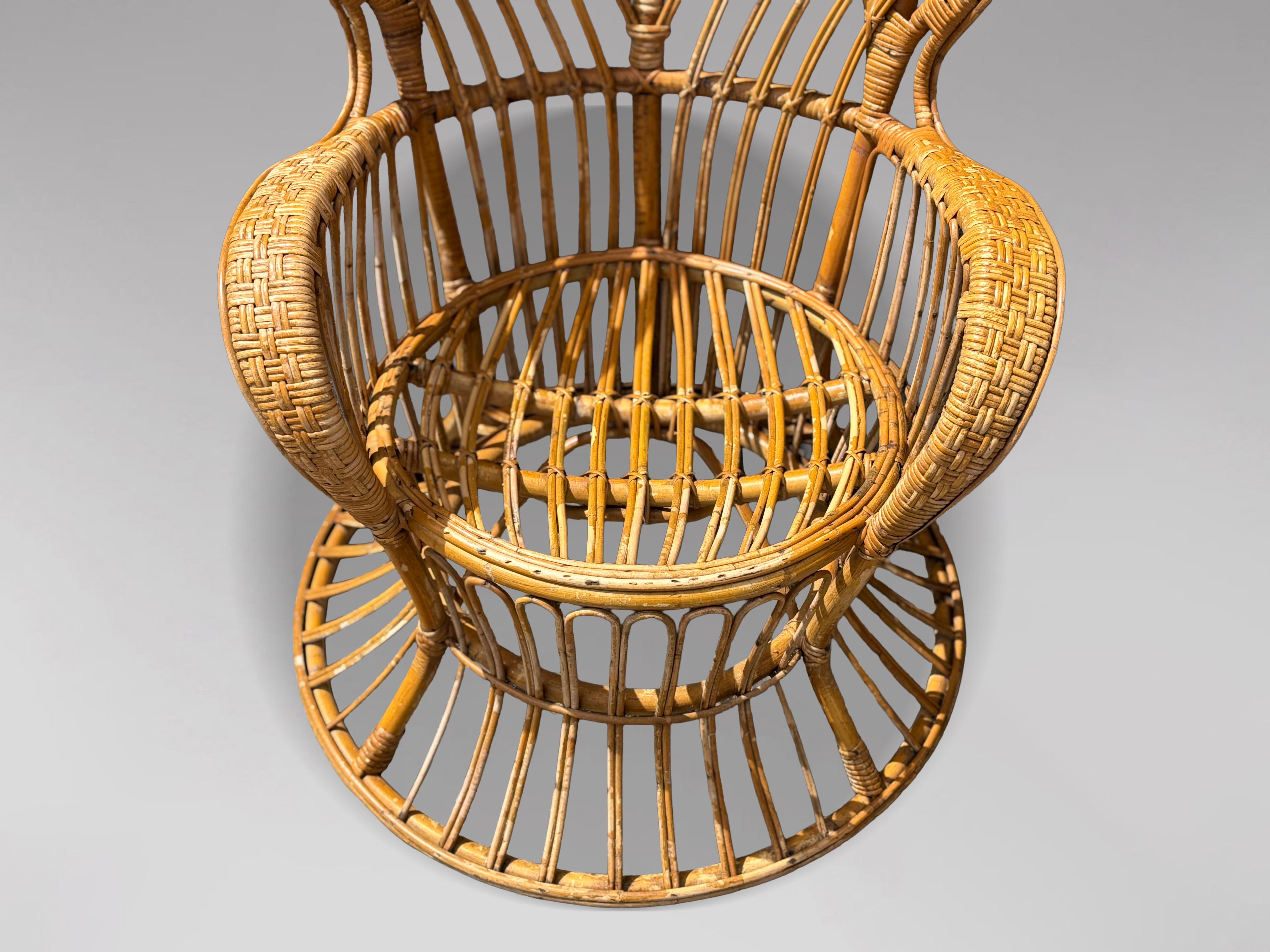 Fauteuils italiens du milieu du siècle en osier et bambou par Gio Ponti, années 1950 en vente 2