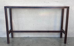 Mid Century Italian Willy Rizzo Style Rectangular Console Table with Glass Top