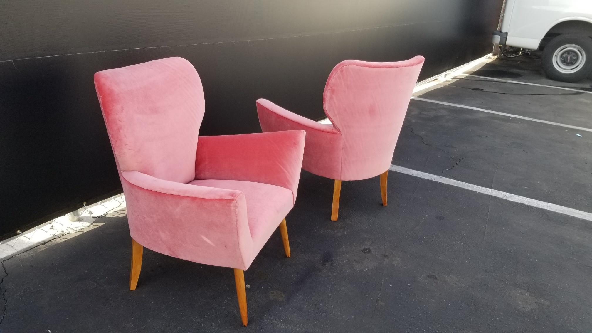 Midcentury Italian Wing-Shaped Side Chairs In Good Condition In Los Angeles, CA