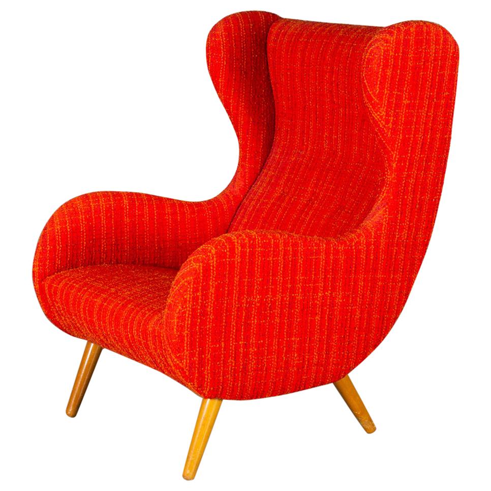 Midcentury Italian Wingback Chair For Sale
