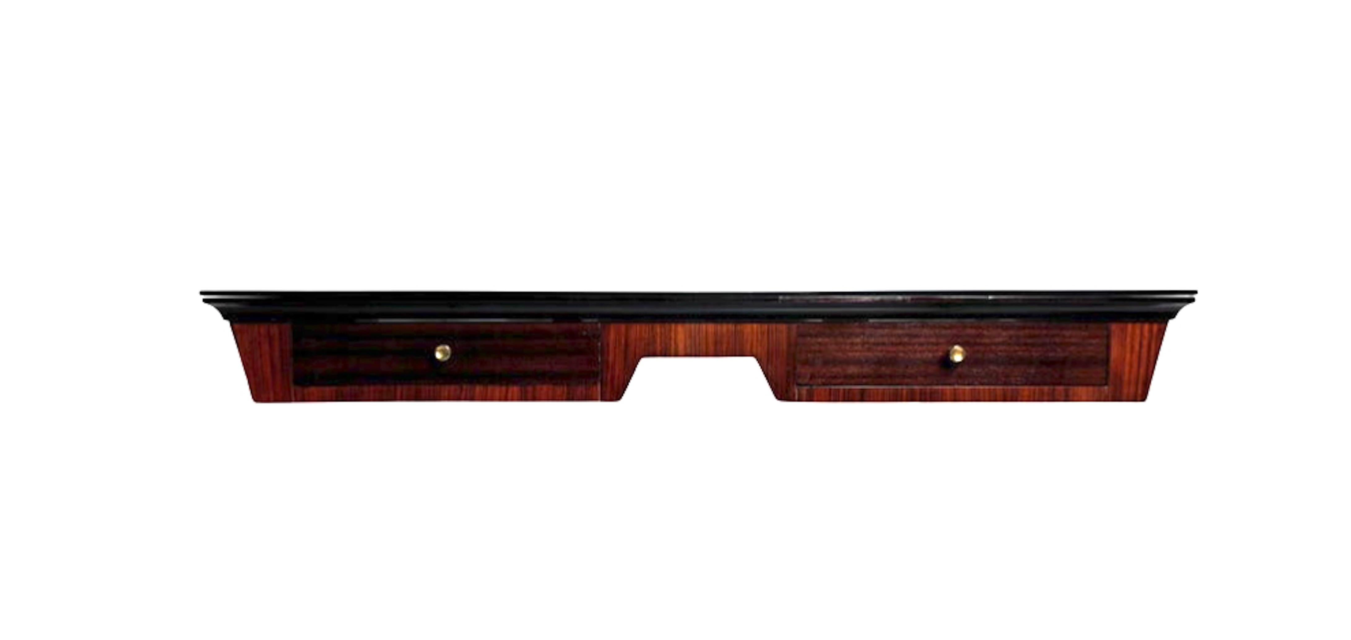 Mid-Century Italian Wood and Brass Console Table, 1950s In Good Condition For Sale In Argelato, BO