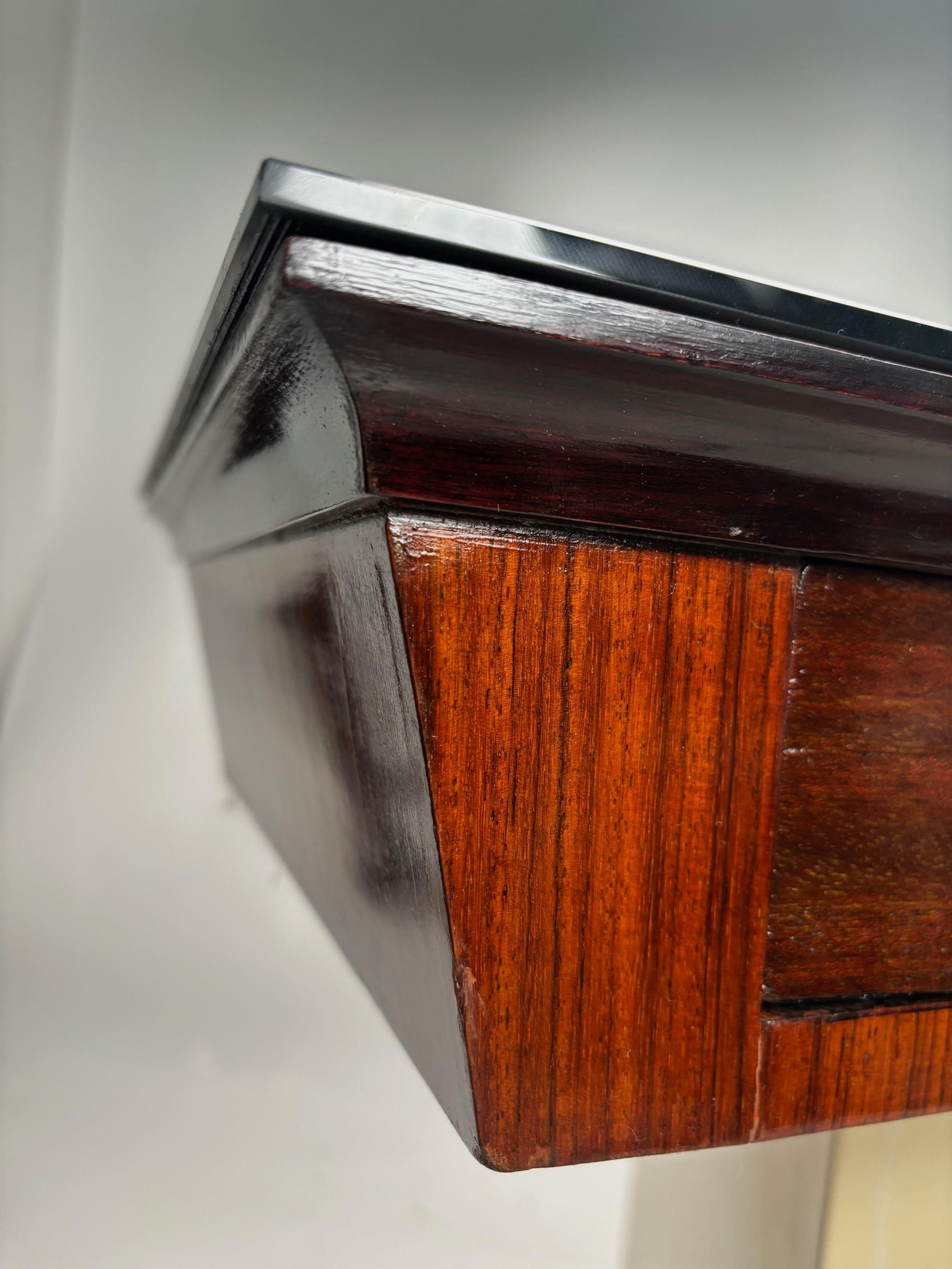 Mid-20th Century Mid-Century Italian Wood and Brass Console Table, 1950s For Sale
