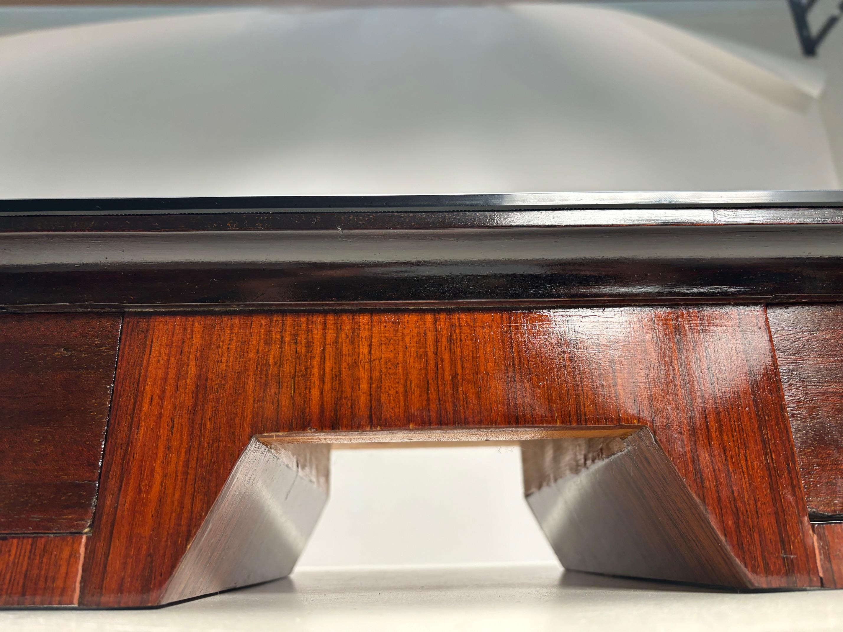 Mid-Century Italian Wood and Brass Console Table, 1950s For Sale 2