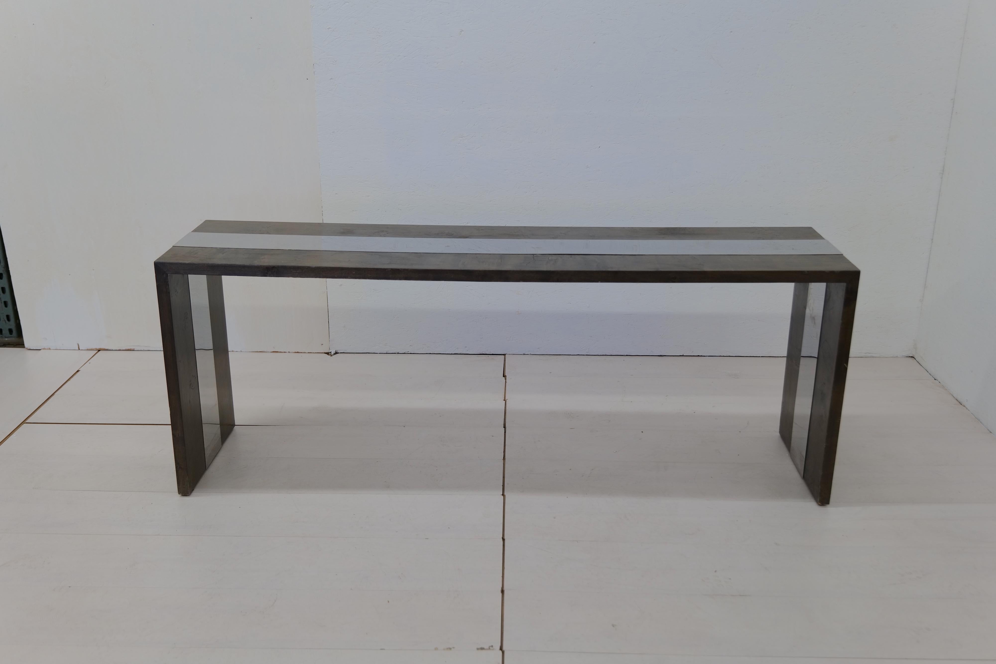 Mid-Century Modern Midcentury Italian Wood and Chrome Console, 1970s For Sale