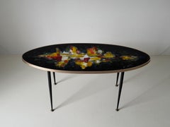 Mid-century Italian Wood Coloured Coffee Table Signed by Artist, 1960s, Italy