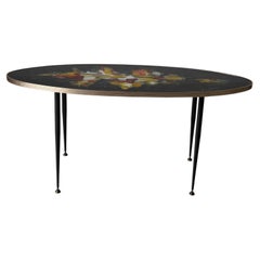 Mid-century Italian Wood Coloured Coffee Table Signed by Artist, 1960s, Italy