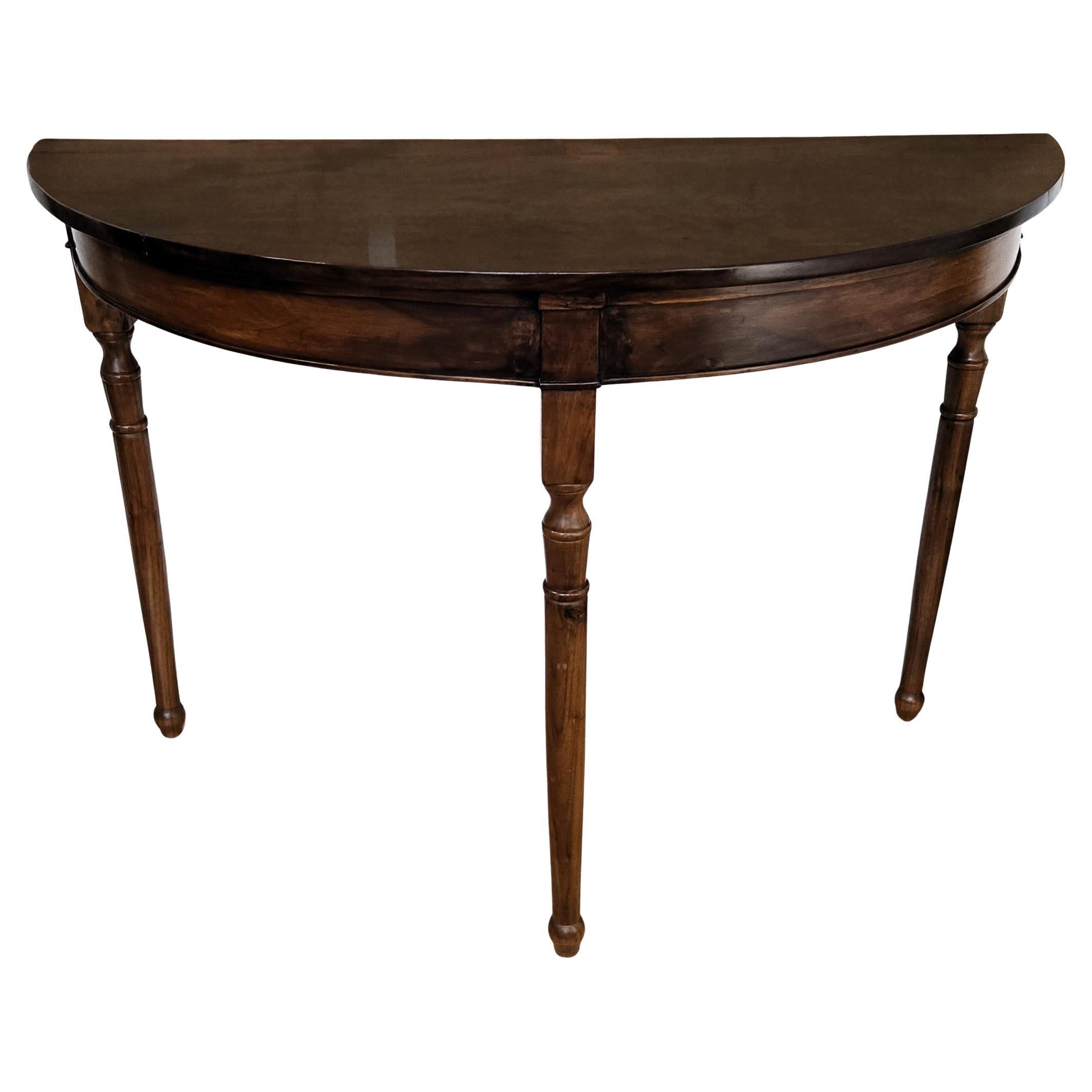 Tavolino Console da Parete Demi Lune in legno italiano del metà secolo in vendita
