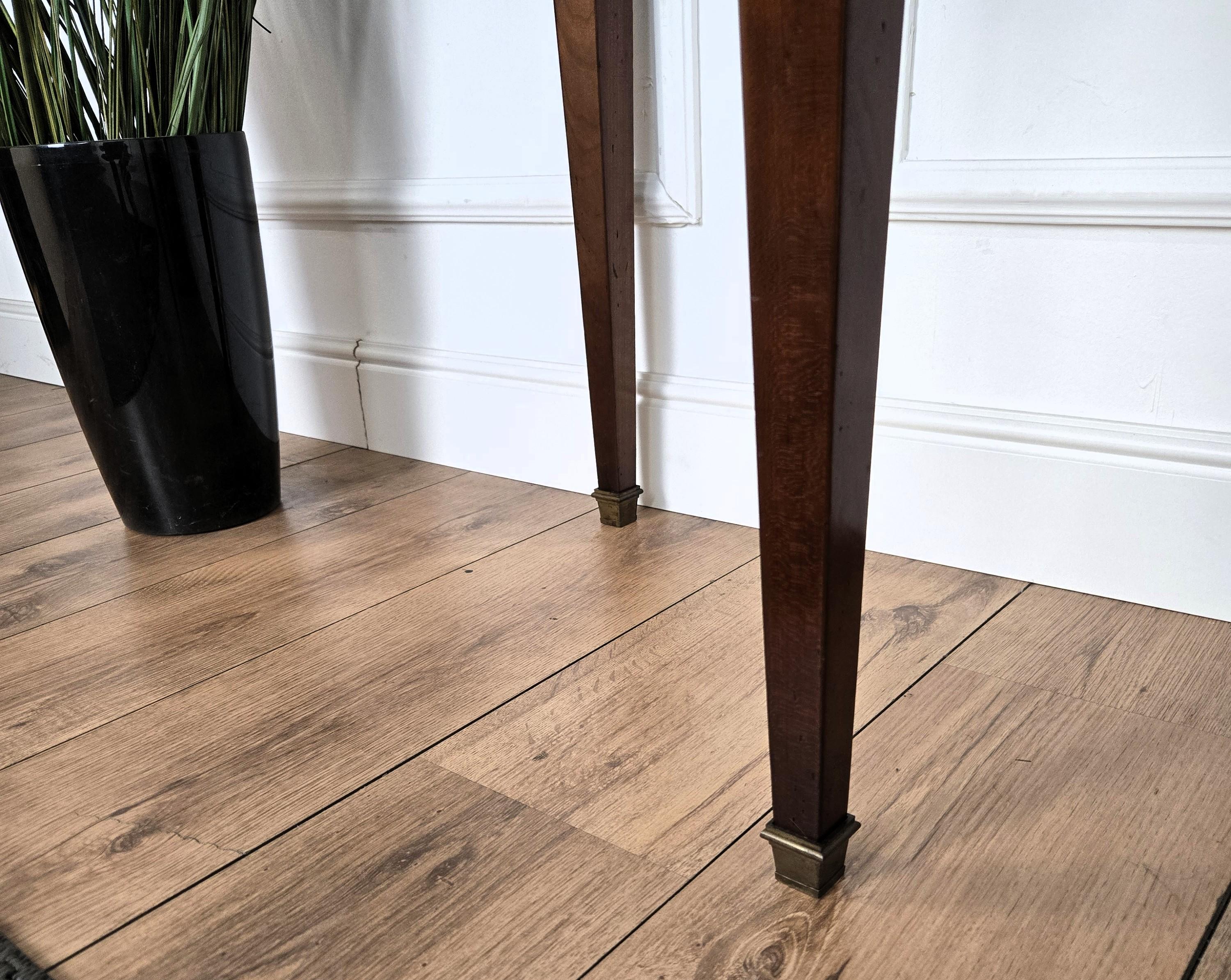 Mid-Century Italian Wood Demi Lune Wall Console Side Table with Hidden Drawers en vente 2