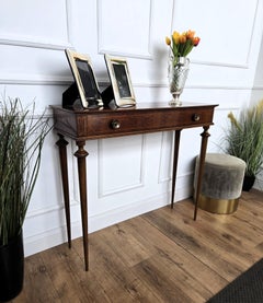 Mid-Century Italian Wood Inlay Wall Console Side Table