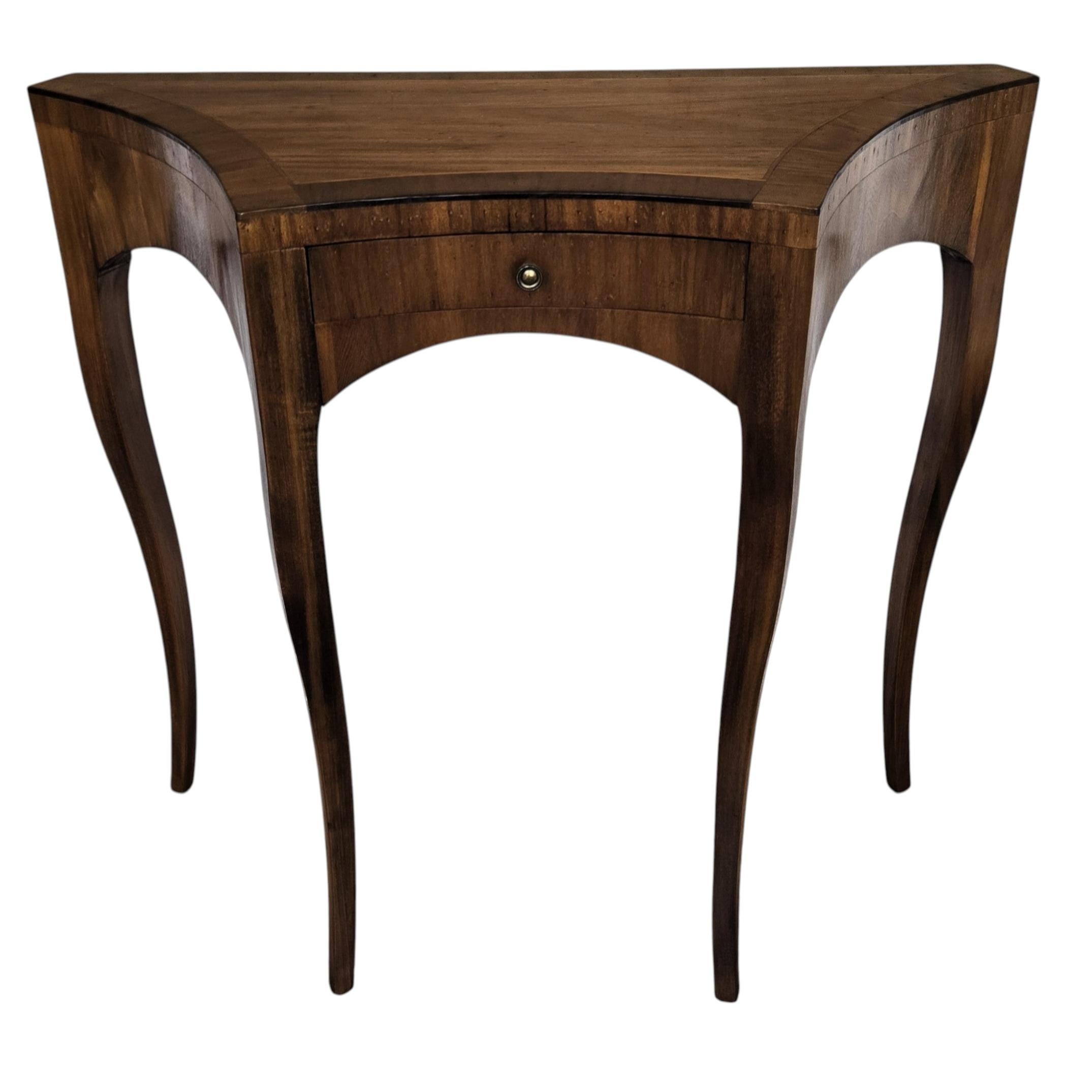 Mid-Century Italian Wood Inlay Wall Console Side Table For Sale at 1stDibs
