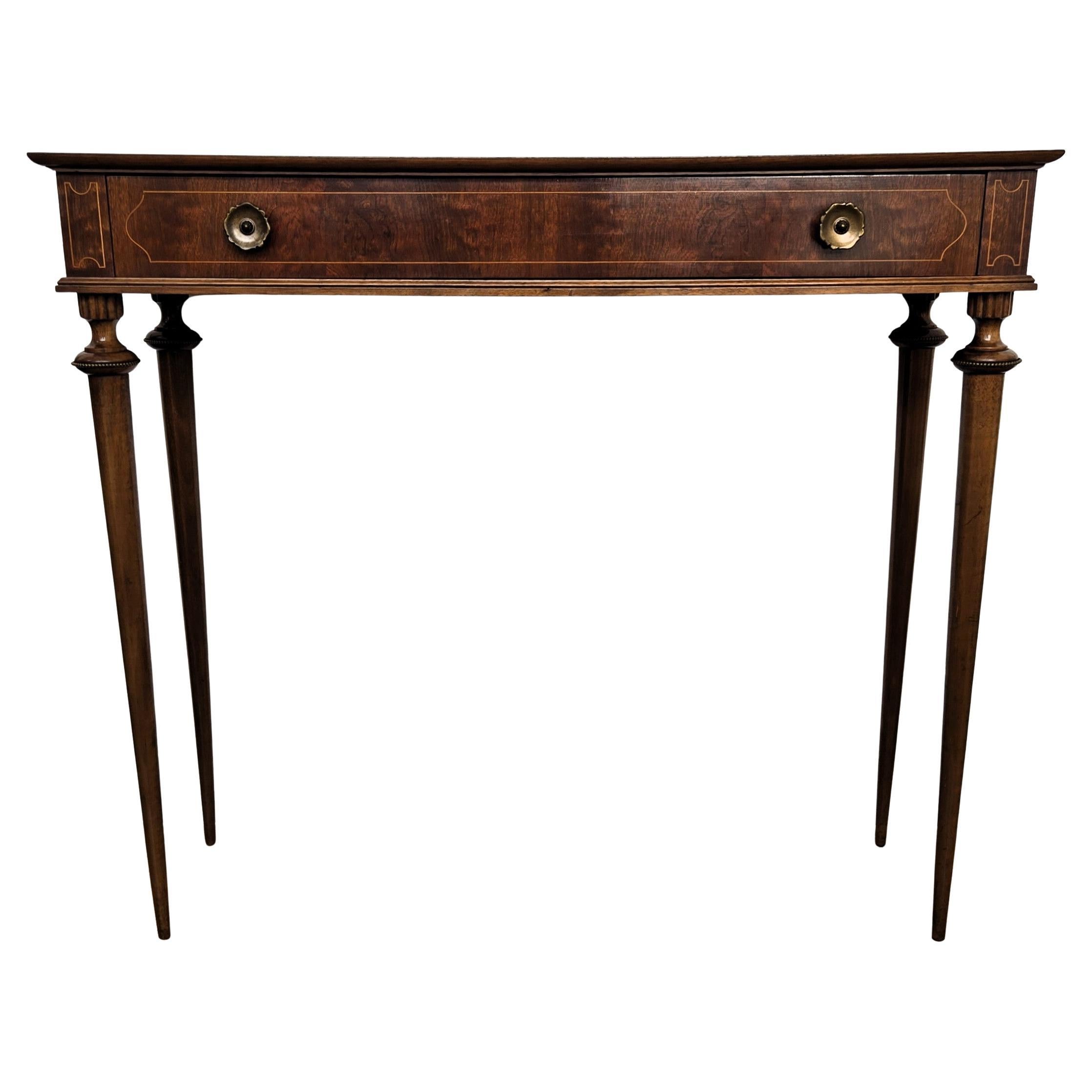 Mid-Century Italian Wood Inlay Wall Console Side Table For Sale at 1stDibs