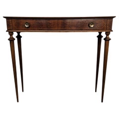 Mid-Century Italian Wood Inlay Wall Console Side Table