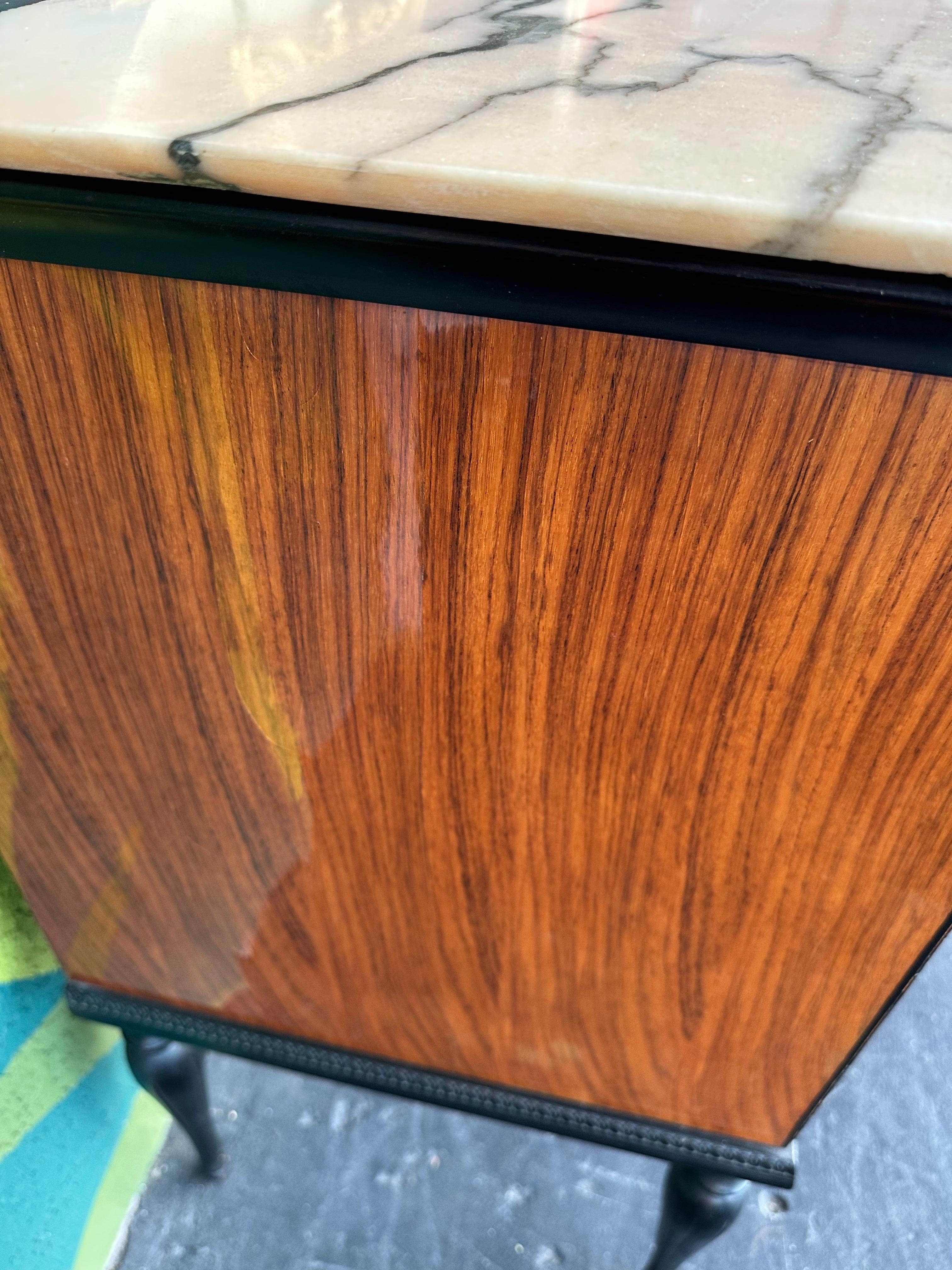 Mid Century Italian Wood Lacquer and Marble Credenza 110”L with Mirror 4