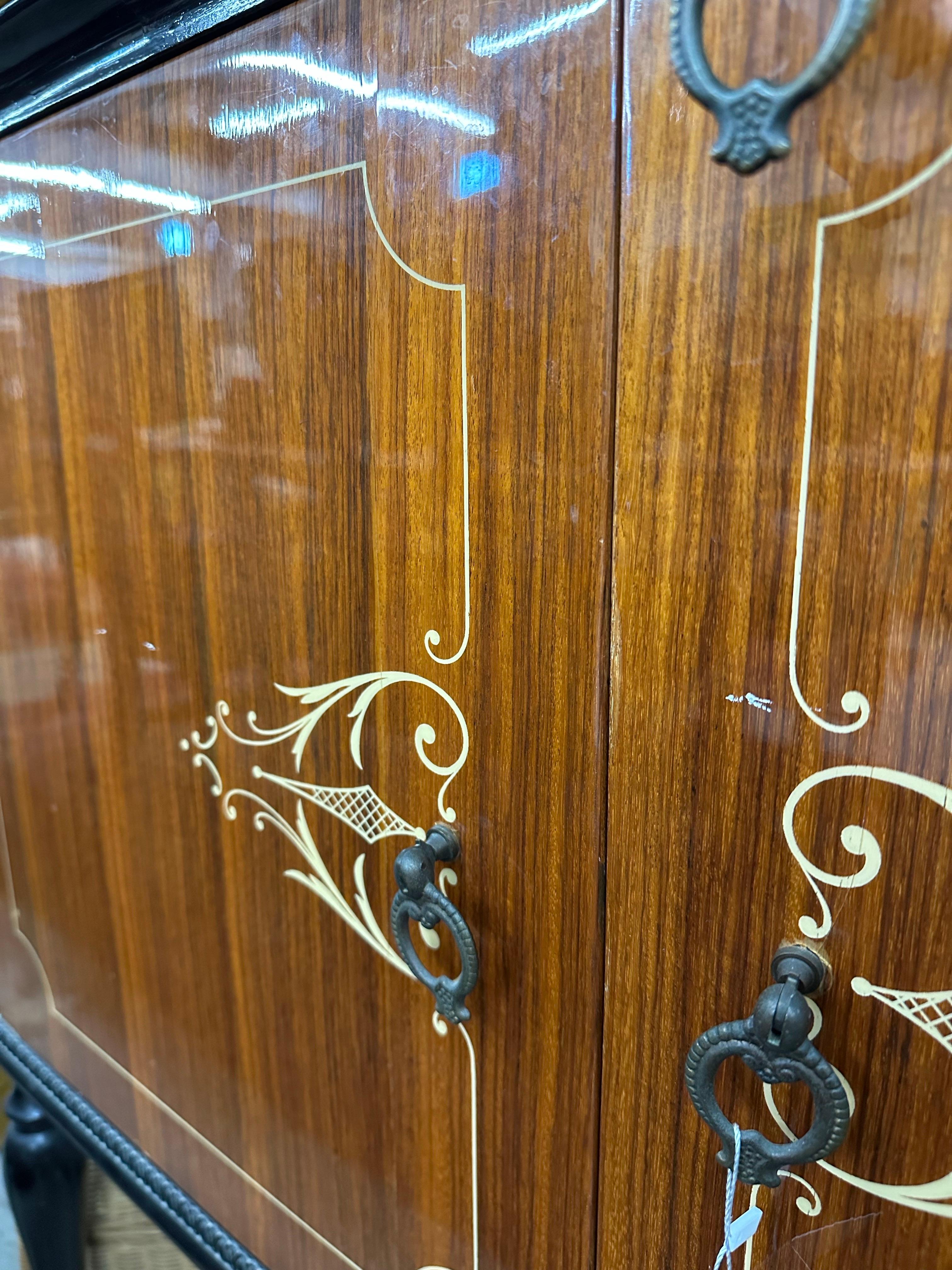 Mid Century Italian Wood Lacquer and Marble Credenza 110”L with Mirror 6
