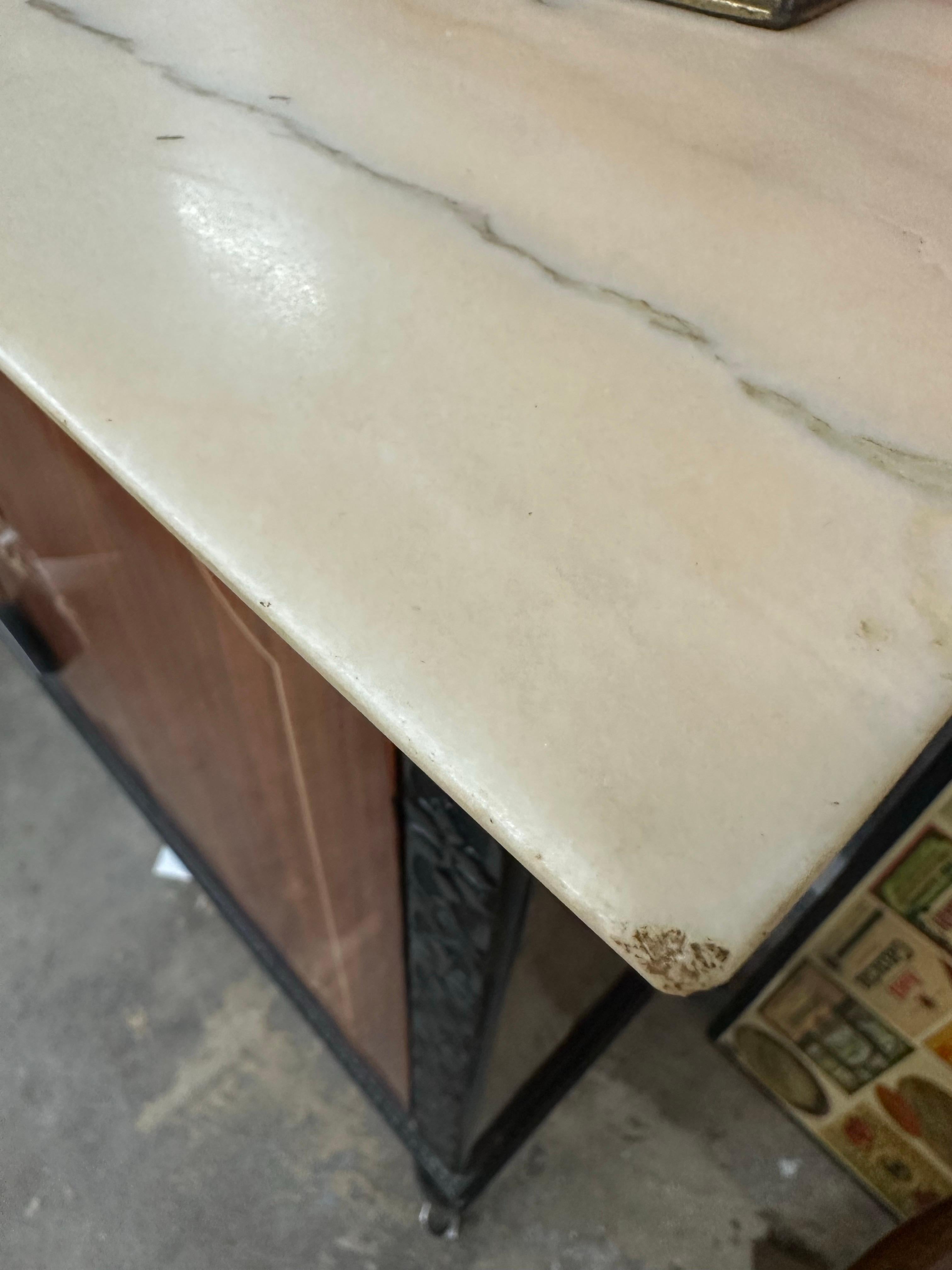 Mid Century Italian Wood Lacquer and Marble Credenza 110”L with Mirror 10