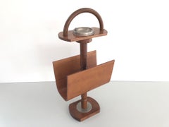 Mid Century Italian Wood Magazine Stand with Ashtray Top, 1960s, Italy