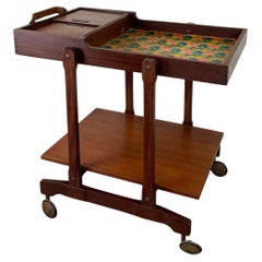 Carrello bar in legno italiano di metà secolo, anni '60