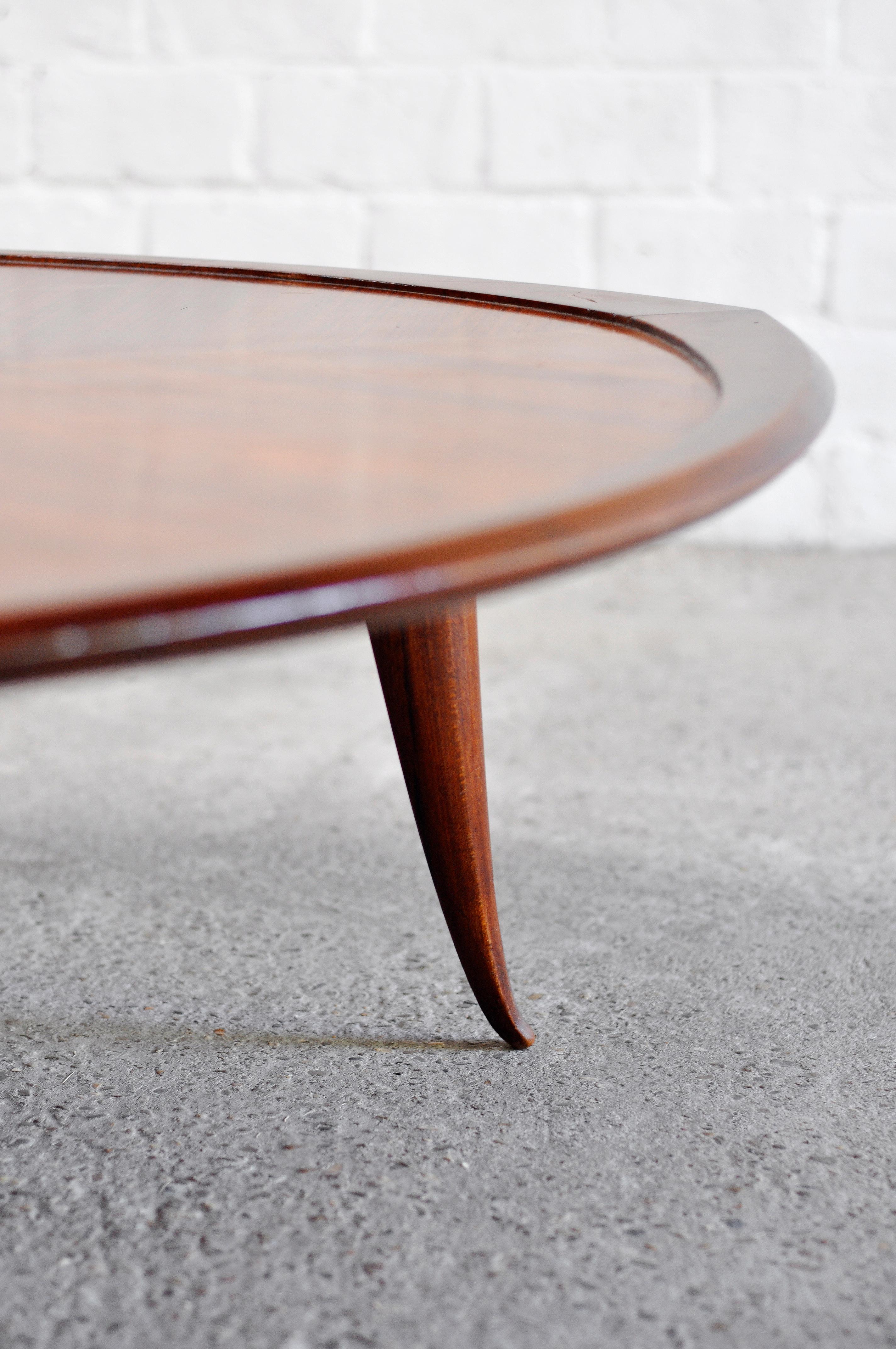 Mid-Century Italian Wooden Coffee Table In The Style Of Cesare Lacca, 1960's For Sale 1