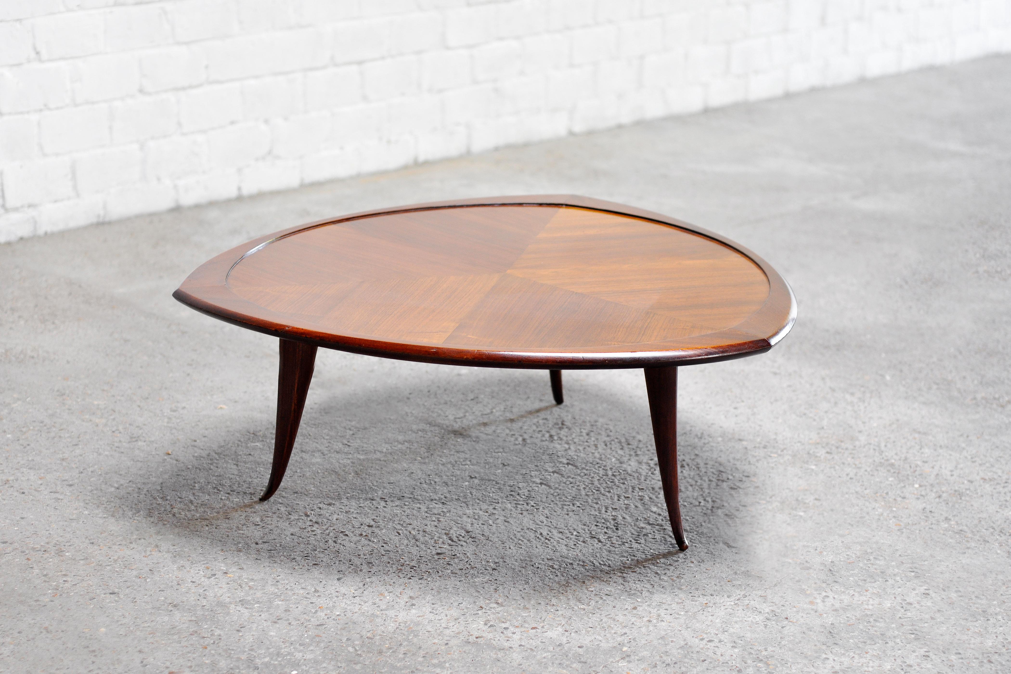 Mid-Century Italian Wooden Coffee Table In The Style Of Cesare Lacca, 1960's For Sale 2